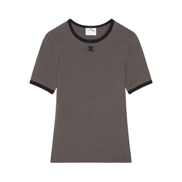 Courreges Women Cotton T-Shirt With Contrasting Trim - Picture 1 of 4